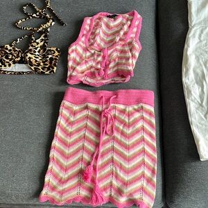 Pink summer skirt set